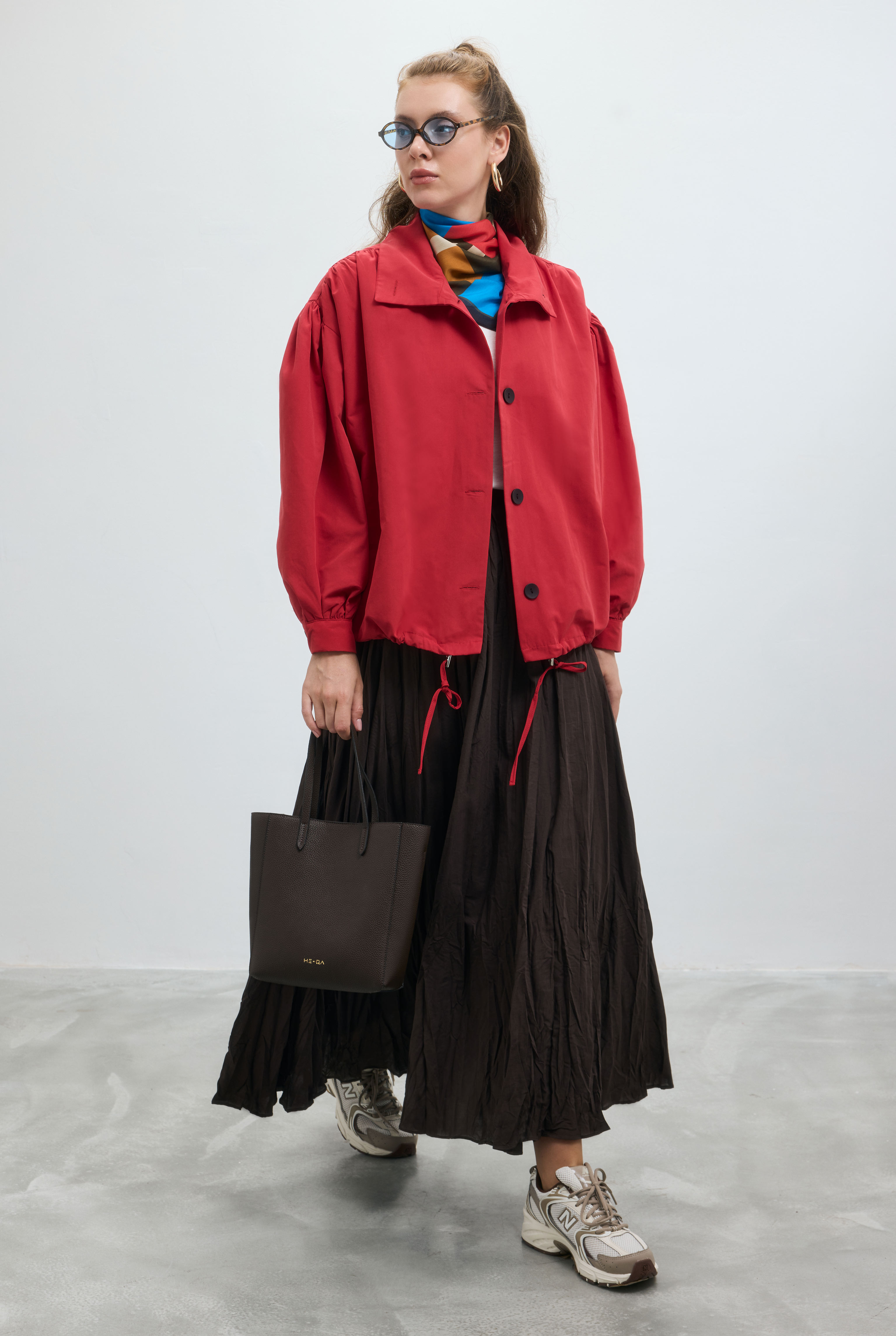 Gathered Bomber Jacket Red - 2