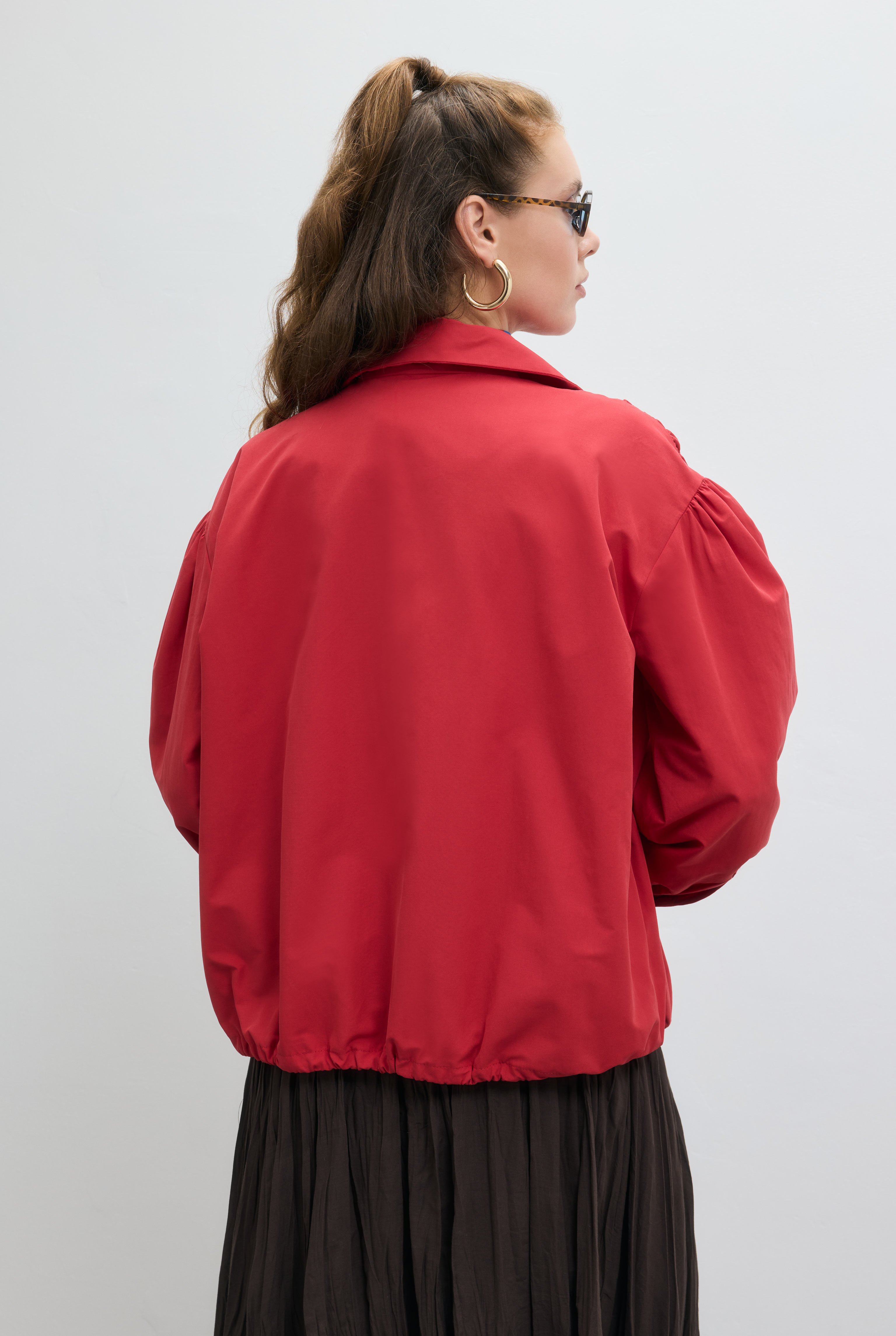 Gathered Bomber Jacket Red - 3