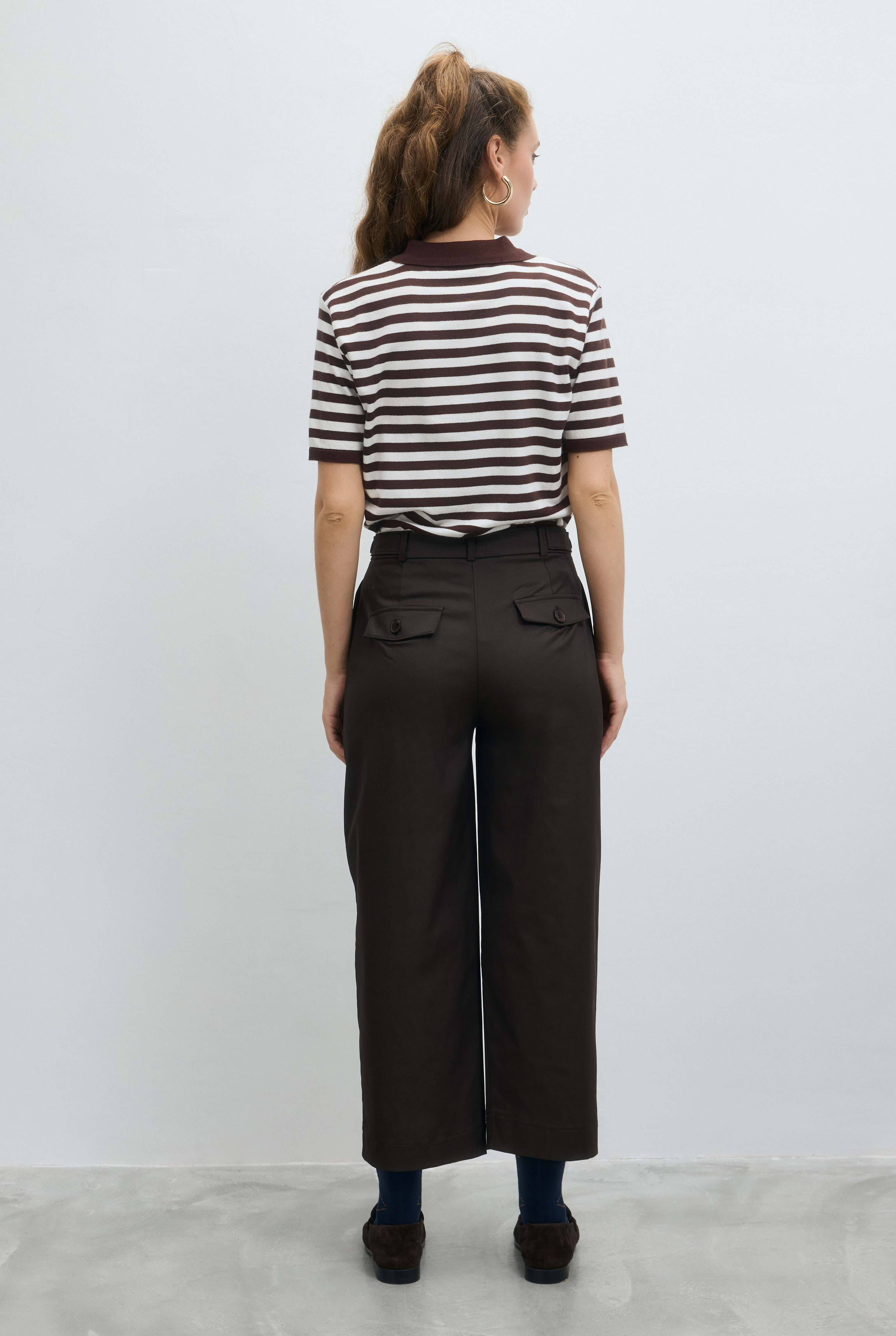 High-Waisted Trousers Brown - 4