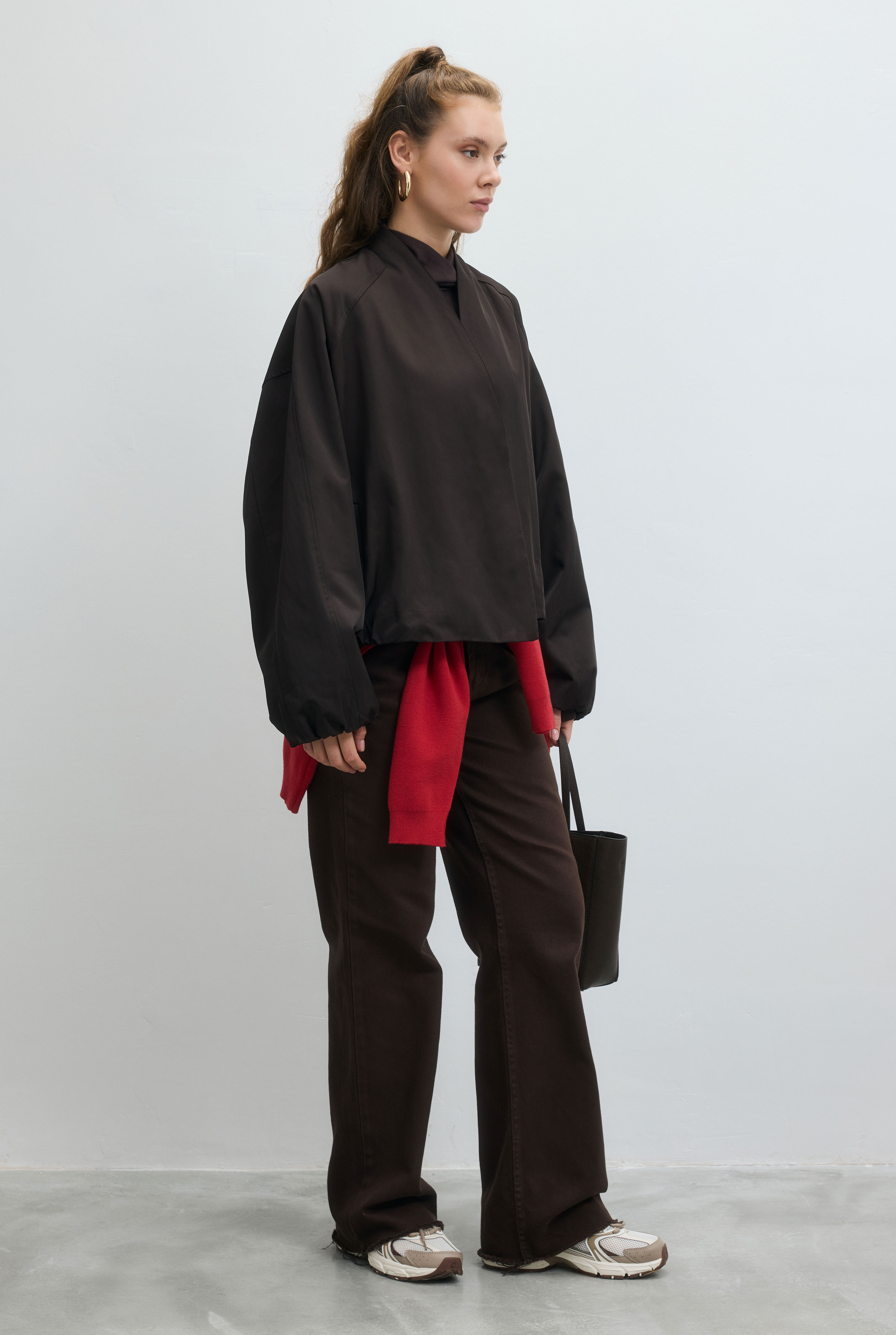 Kruvaze Bomber Ceket Kahve - 5