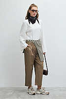 High-Waisted Trousers Milky Brown 
