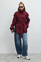 Dik Yaka Trençkot Bordo 