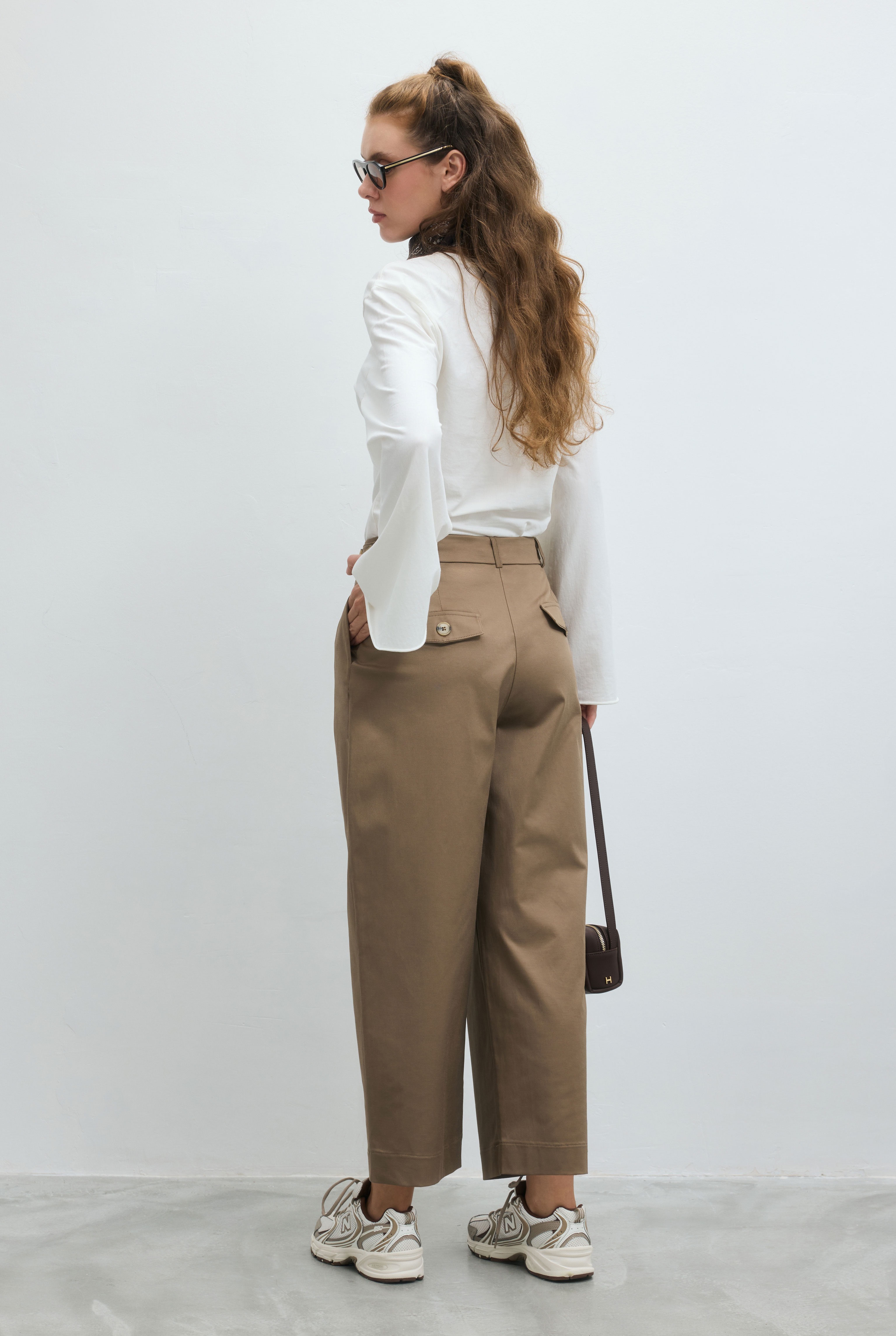 Yüksek Bel Pantolon Sütlü Kahve - 5
