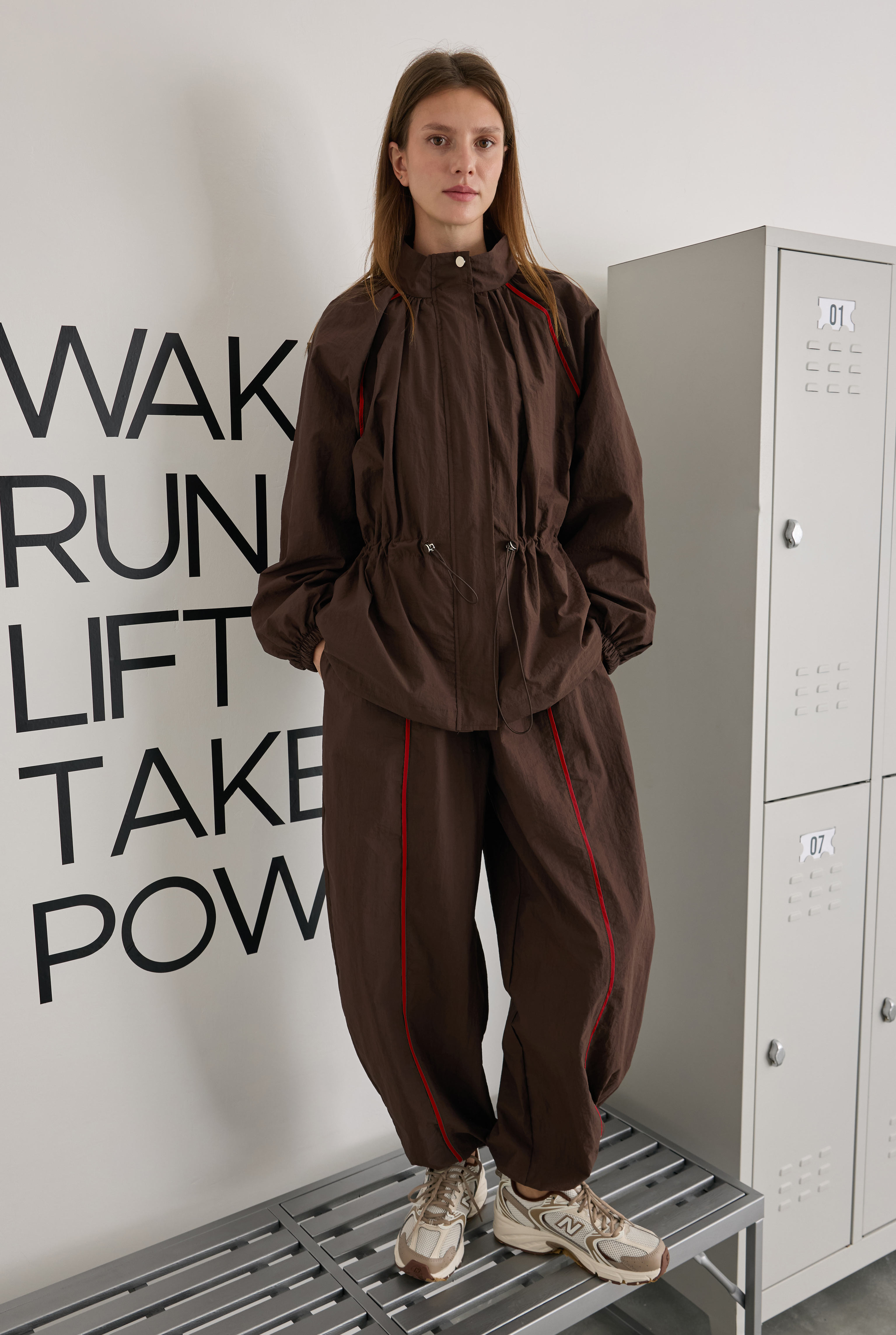 Raglan Sleeve Trouser Set Red Piping Detail - 4