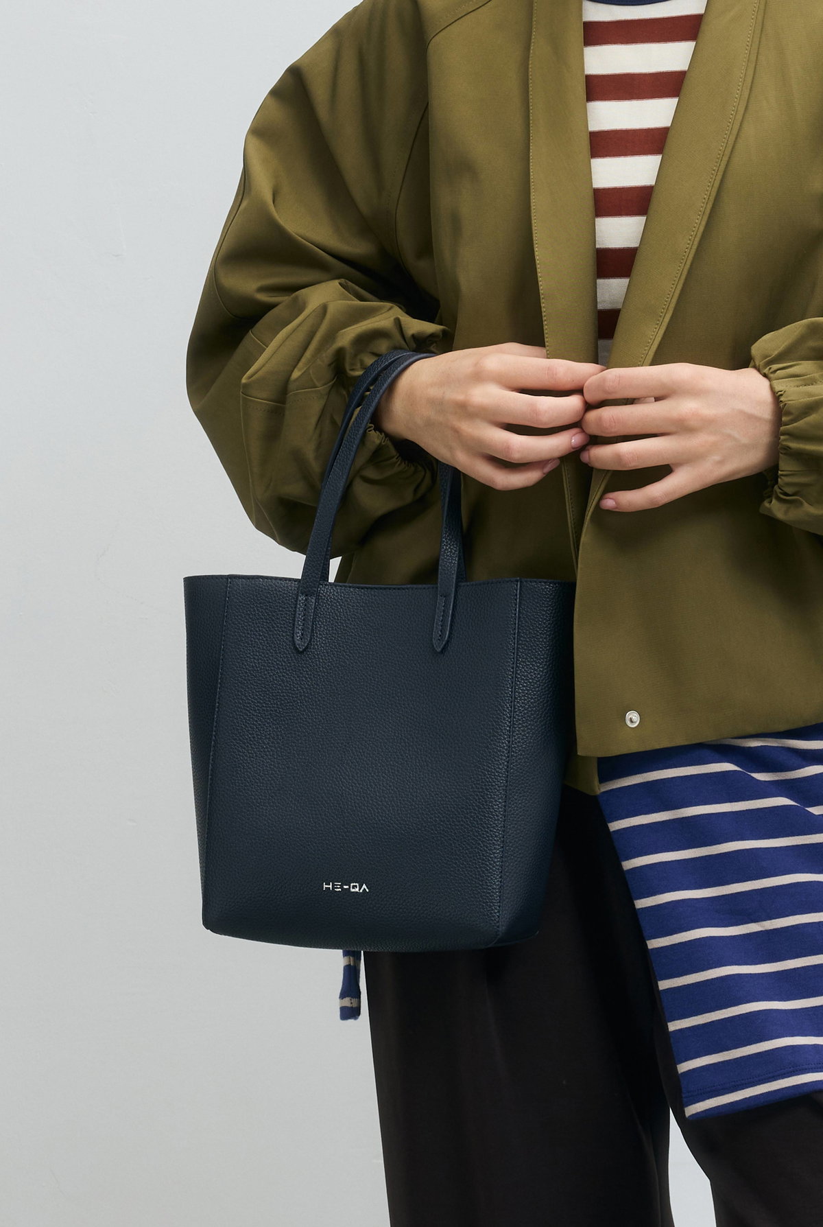 Mini Tote Deri Çanta Lacivert - HE-QA