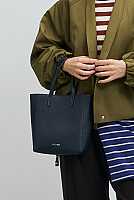 Mini Tote Deri Çanta Lacivert 