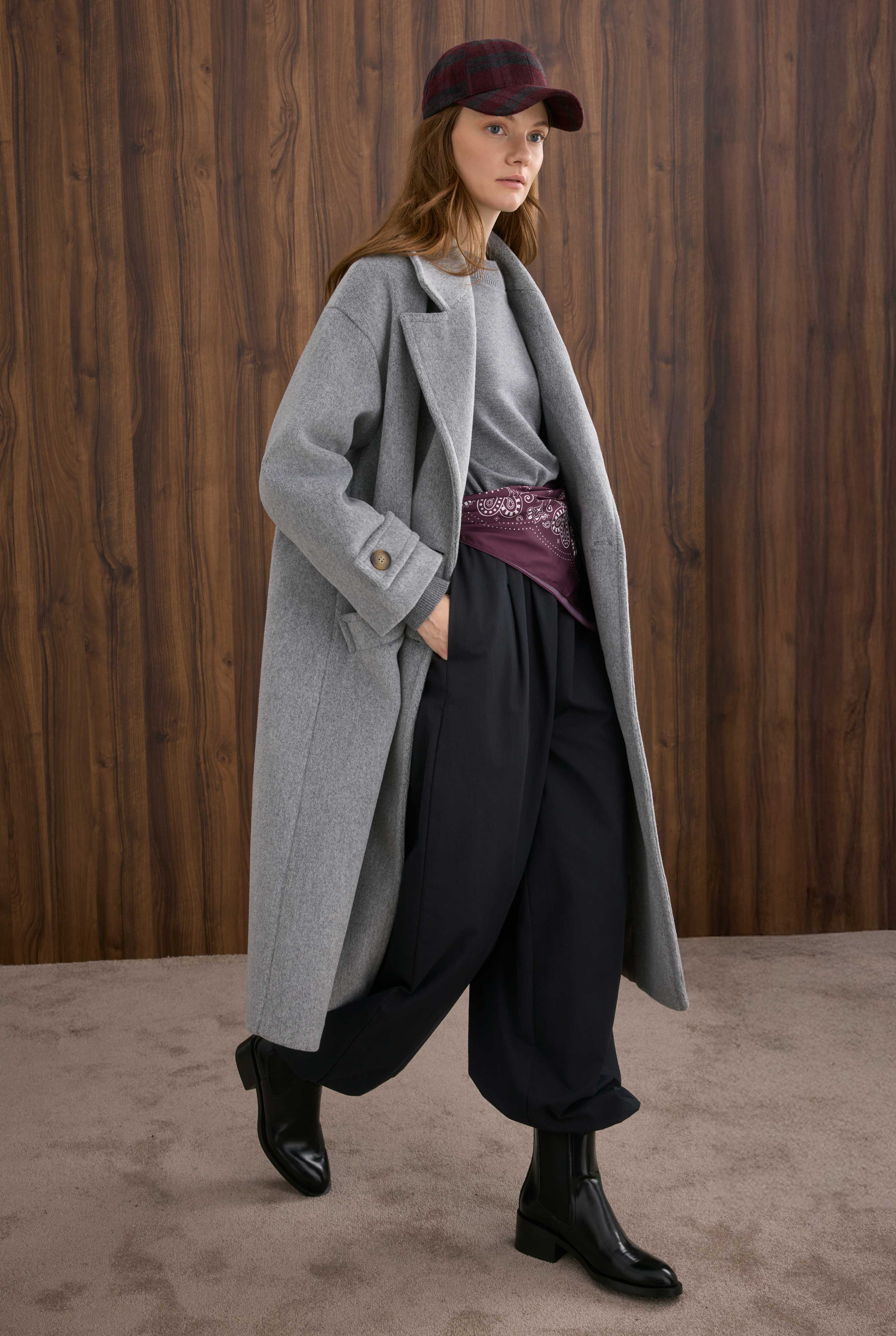 Epaulet Sleeved Coat Grey Marl - 2