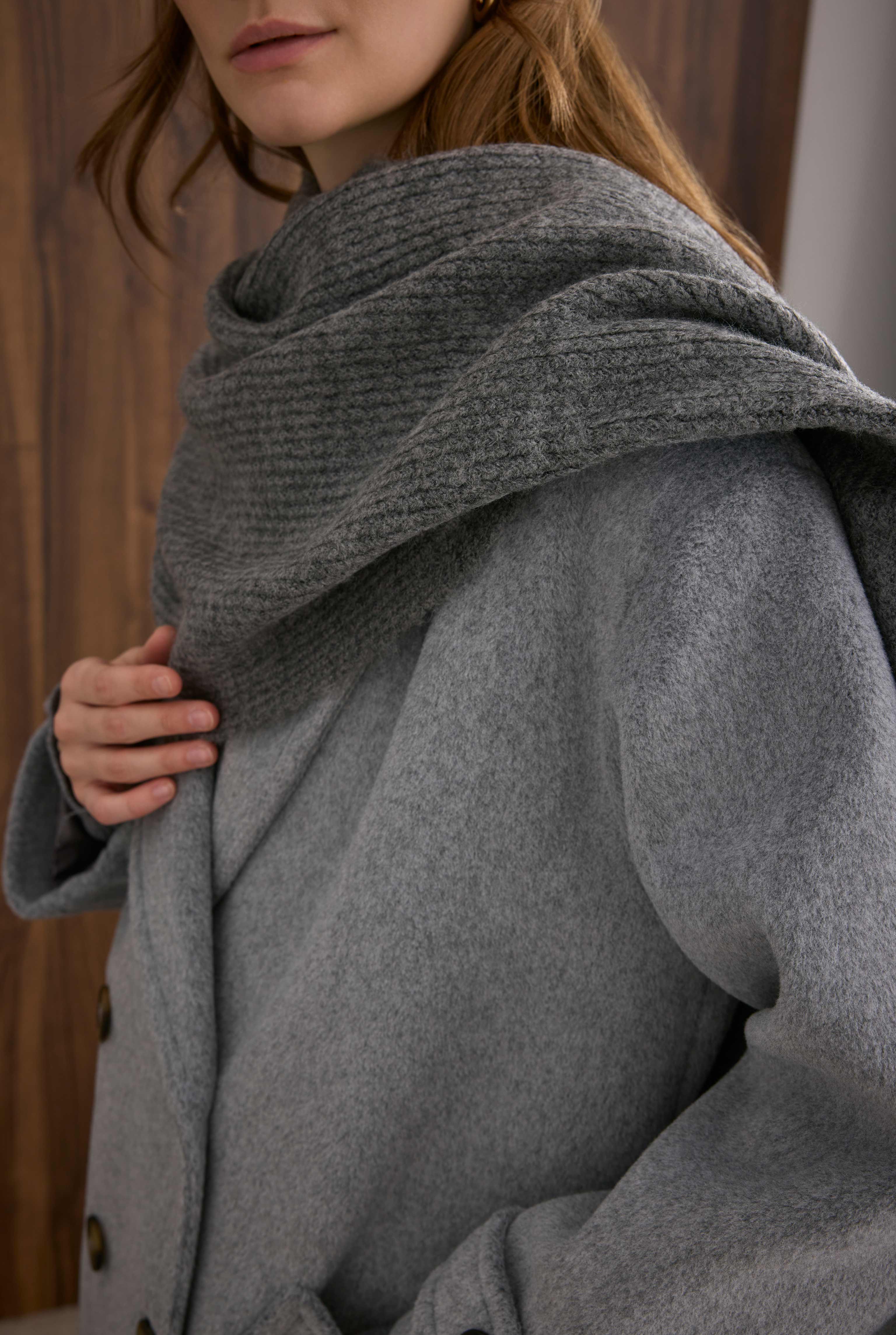 Epaulet Sleeved Coat Grey Marl - 9