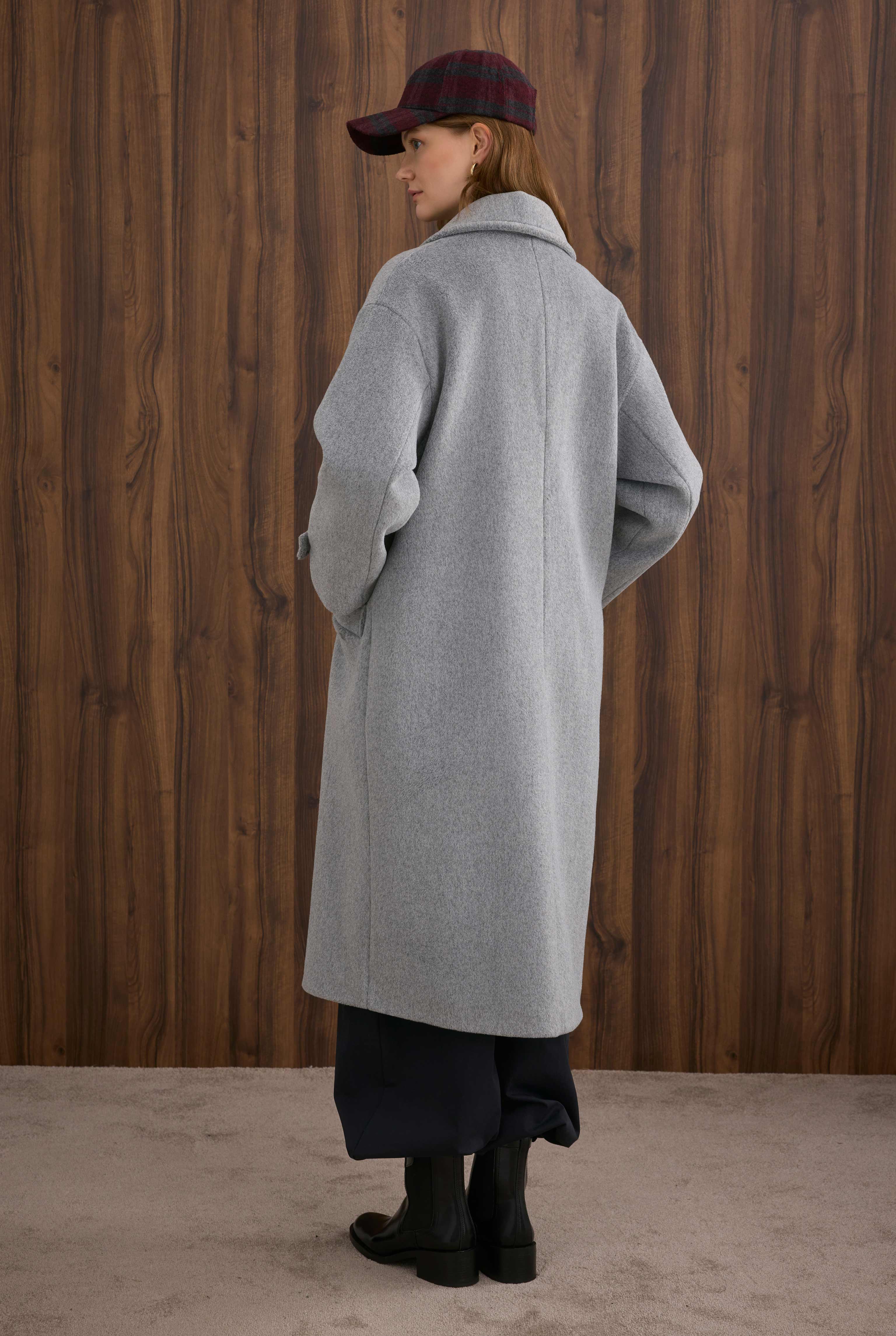 Epaulet Sleeved Coat Grey Marl - 10