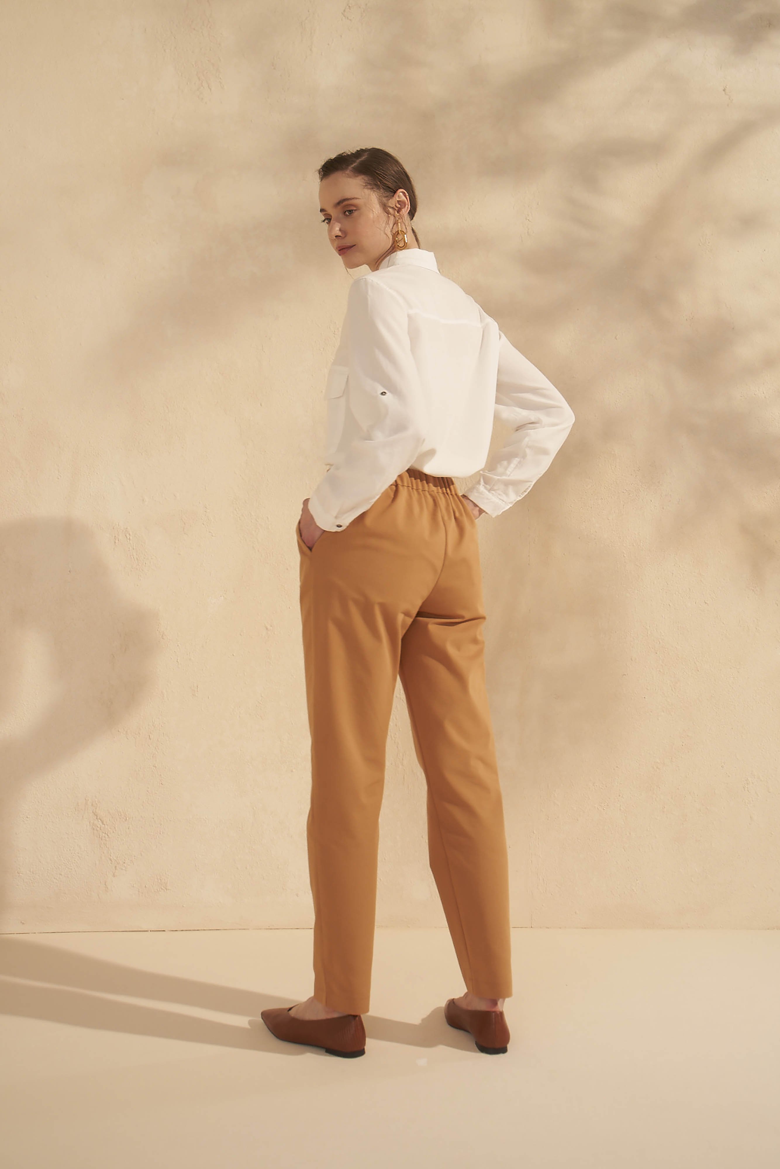 Coral Pants With Tan